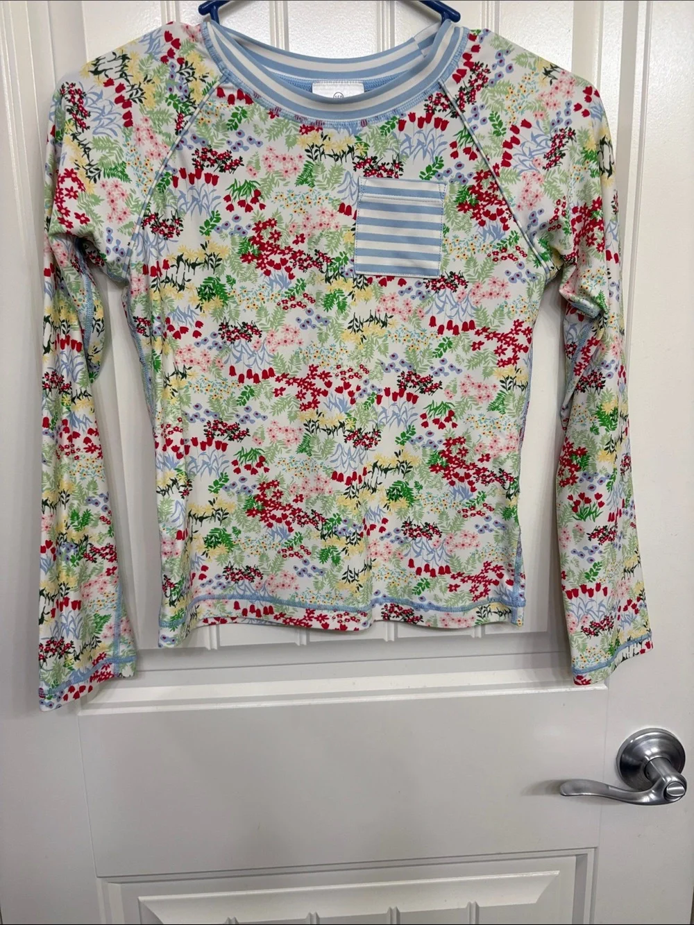 Hanna Andersson Kids Floral Rashguard - White with Red, Green, Blue Accents